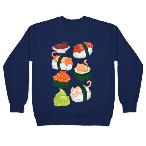 Sushi Cats Pattern Crewneck Sweatshirt